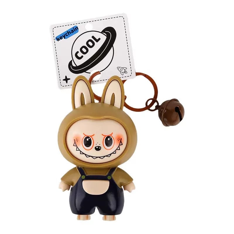 Labubu Keychain – Resin Figurine with Detachable Bell & Colorful Overalls